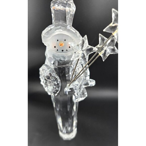 7" Crystal Snowman Figurine With Star Wand, Top Hat and Carrot Nose - Picture 2 of 9